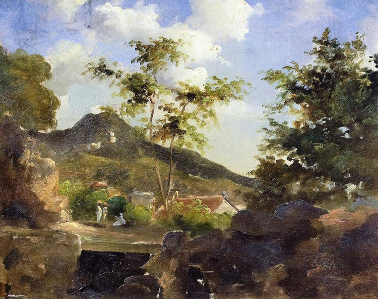 Village at the Foot of a Hill in Saint Thomas, Antilles - Camille Pissarro