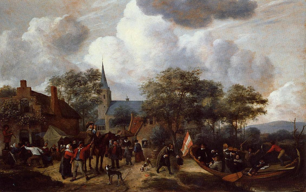 Village Festival with the Ship of Saint Rijn Uijt by Jan Steen — hand-painted landscape oil painting reproduction on canvas