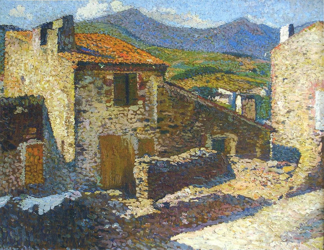 Village in the Sun by Henri Martin — hand-painted architectural oil painting reproduction on canvas