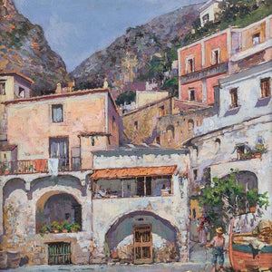 Village of fishermen by Vincenzo Caprile — Oil Painting Reproduction