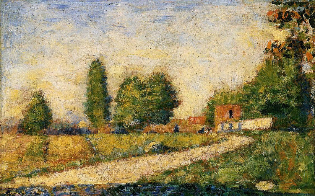 Village Road by Georges Seurat — hand-painted landscape oil painting reproduction on canvas