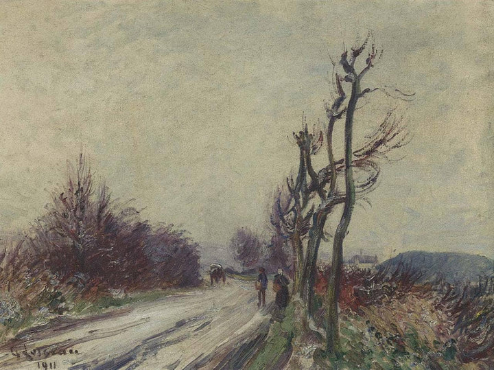 Village Road in Autumn by Gustave Loiseau — hand-painted botanical oil painting reproduction on canvas