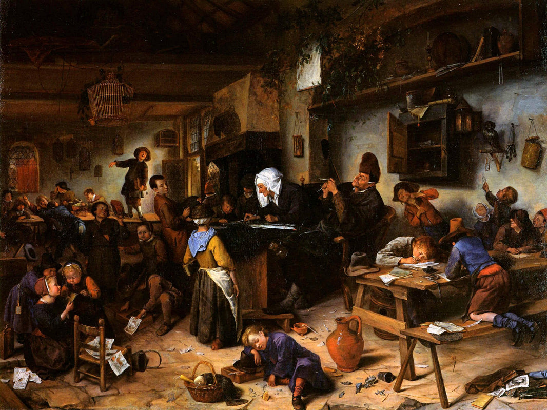 Village school by Jan Steen — hand-painted still oil painting reproduction on canvas