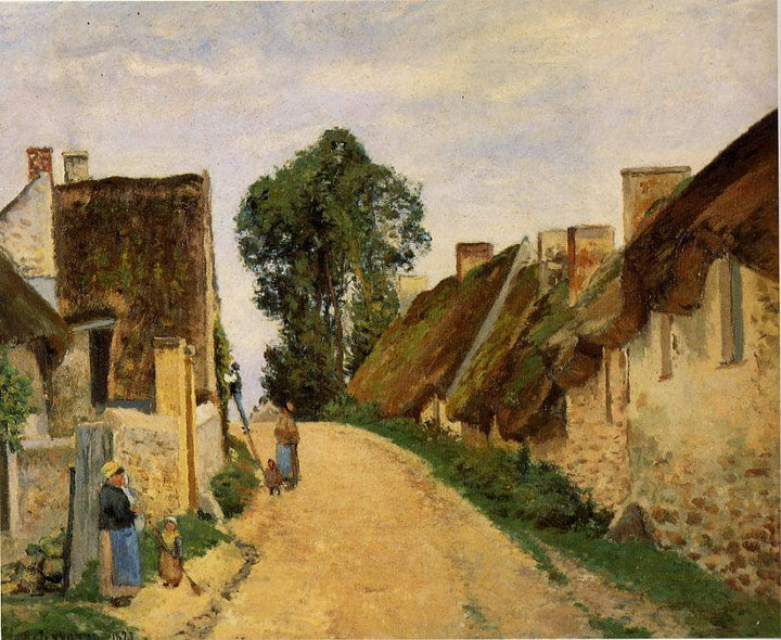 Village Street, Auvers-sur-Oise by Camille Pissarro — hand-painted architectural oil painting reproduction on canvas