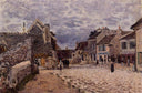 Village Street Grey Weather by Alfred Sisley — hand-painted architectural oil painting reproduction on canvas