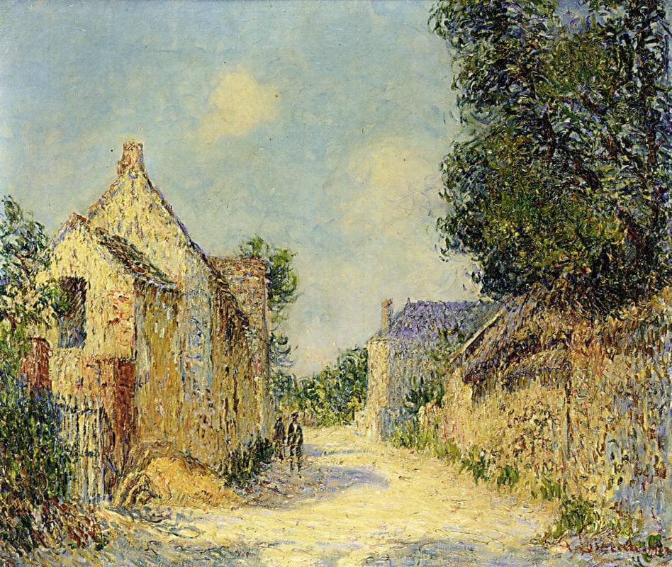 Village Street, Vaudreuil by Gustave Loiseau — hand-painted architectural oil painting reproduction on canvas