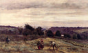 Ville d'Avray the Heights Peasants Working in a Field by Camille Corot — hand-painted landscape oil painting reproduction on canvas