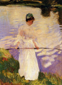 Violet Fishing by John Singer Sargent — hand-painted landscape oil painting reproduction on canvas