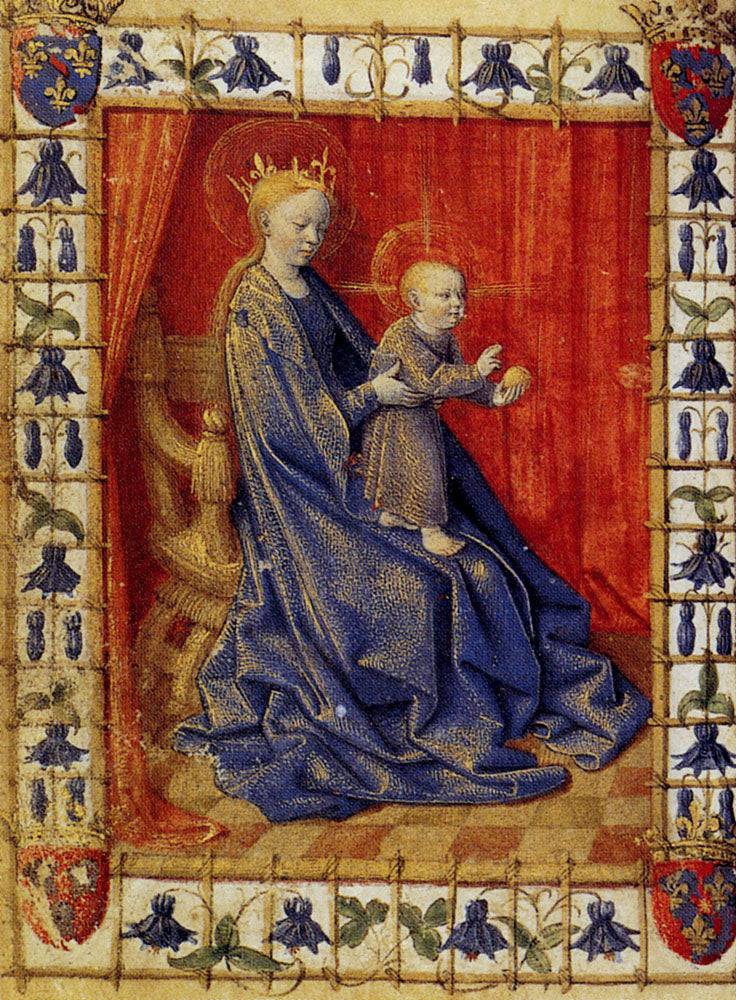 Virgin And Child Enthroned - Jean Fouquet