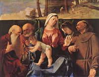 Virgin and Child with Saints Jerome, Peter, Clare and Francis by Lorenzo Lotto — hand-painted cultural oil painting reproduction on canvas