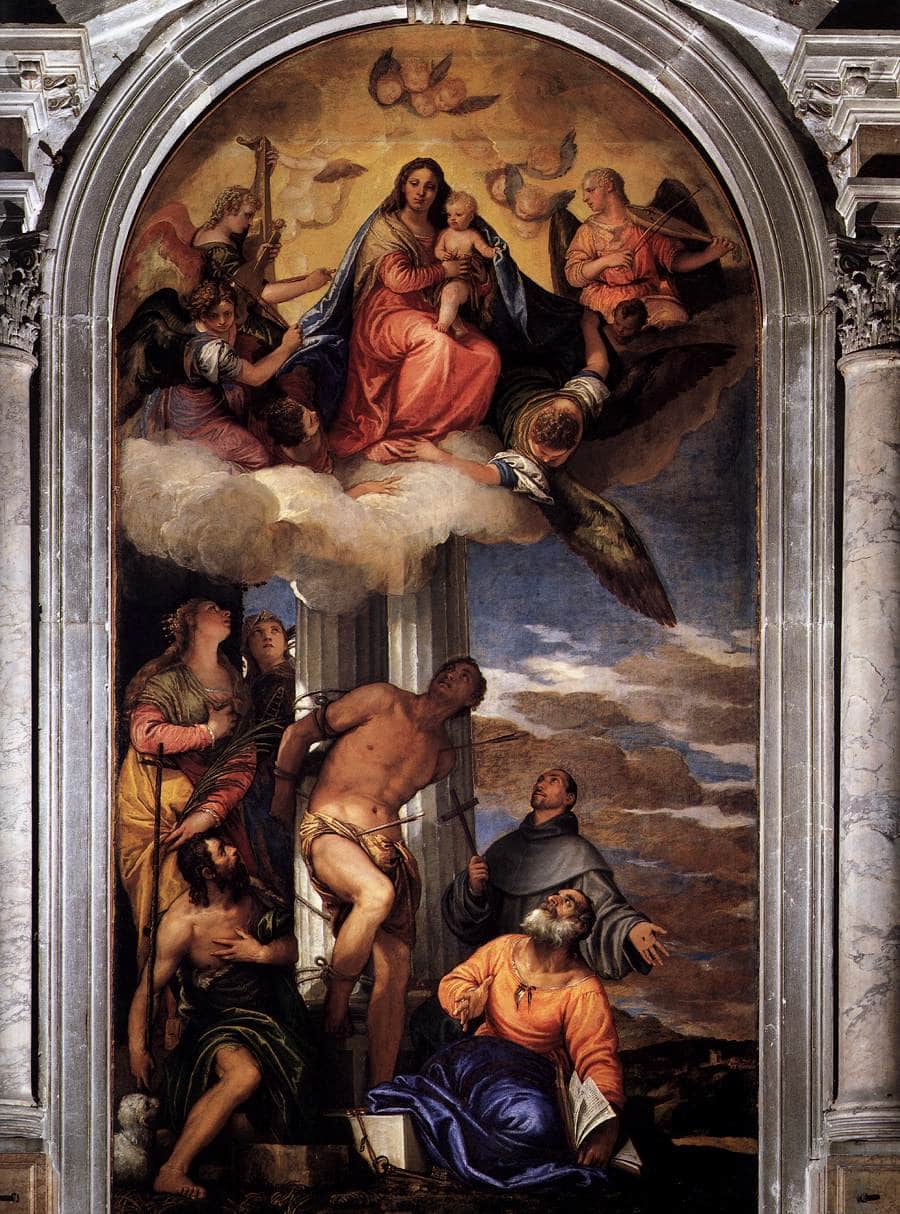 Virgin and Child with Saints by Paolo Veronese — hand-painted cultural oil painting reproduction on canvas
