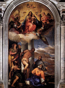 Virgin and Child with Saints by Paolo Veronese — religion oil painting wall art, Mannerism Late Renaissance
