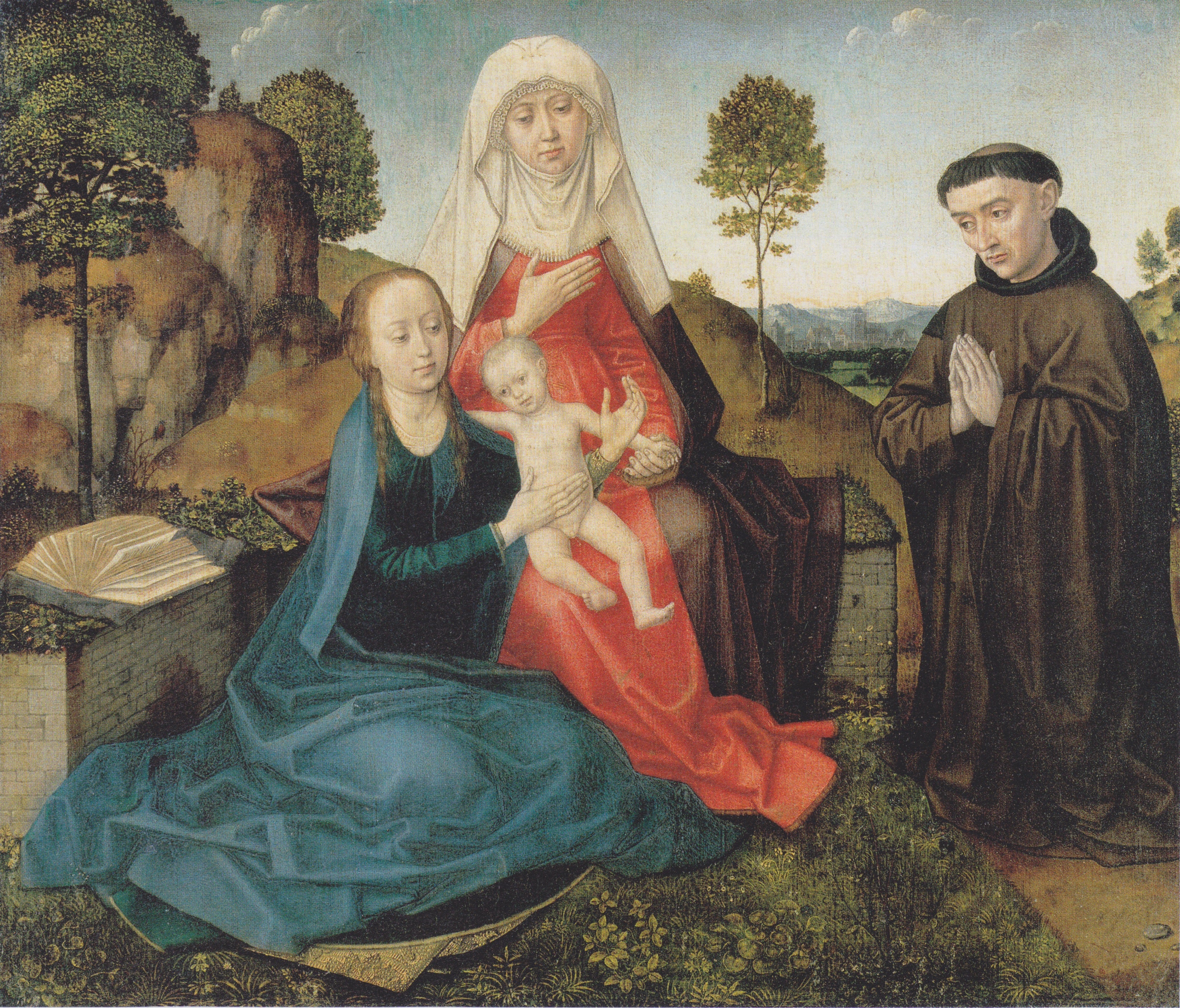 Virgin and Child With St. Anne and a Franciscan donor - Hugo van der Goes