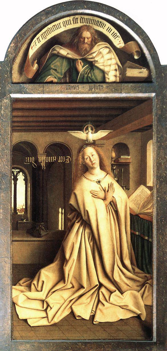 Virgin Annunciate, from the exterior of the right panel of the Ghent Altarpiece