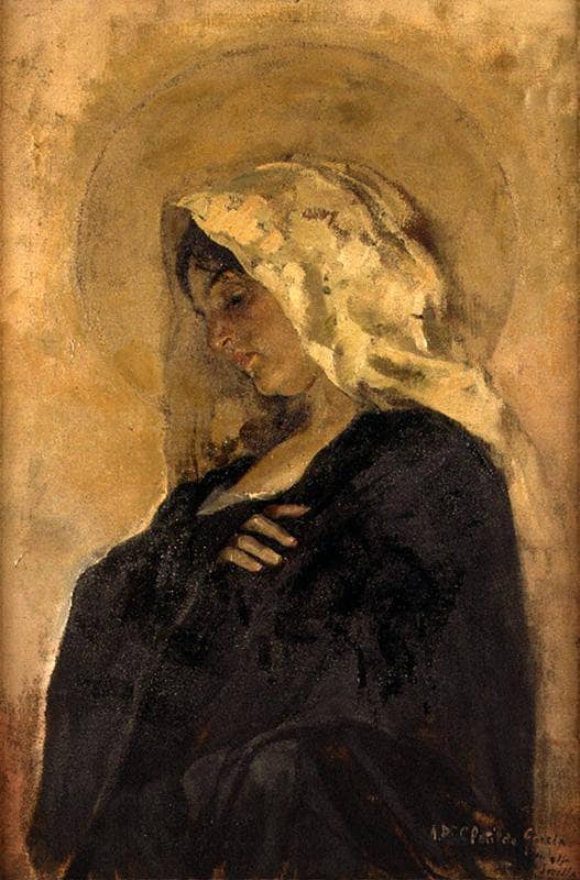 Virgin Mary by Joaquín Sorolla — hand-painted portrait oil painting reproduction on canvas