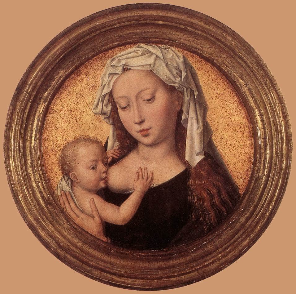 Virgin Suckling the Child by Hans Memling, hand-painted portrait oil painting reproduction on canvas
