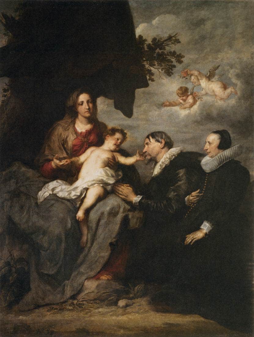 Virgin with Donors by Anthony van Dyck — hand-painted cultural oil painting reproduction on canvas