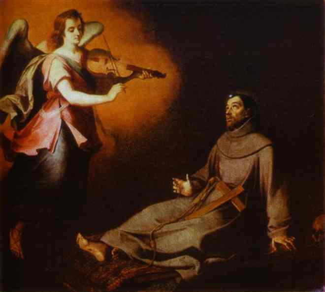 Vision to St. Francis by Bartolome Esteban Murillo — hand-painted cultural oil painting reproduction on canvas