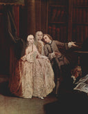 Visit to a library by Pietro Longhi — group oil painting wall art, Rococo