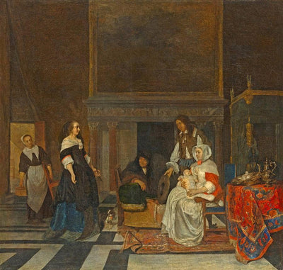 Visit to the Nursery, after the Birth of Sara Hinlopen in master bedroom