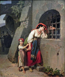 Visit to the Prison by Theodor Leopold Weller — female oil painting wall art, Romanticism