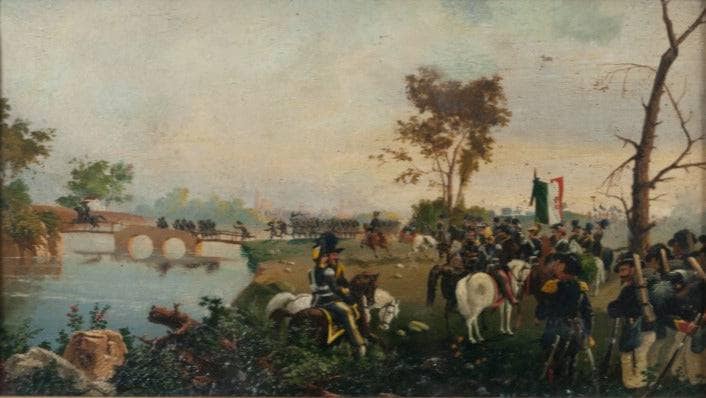Vittorio Emanuele II of Savoy on horseback observes the troops by Michele Cammarano — hand-painted landscape oil painting reproduction on canvas