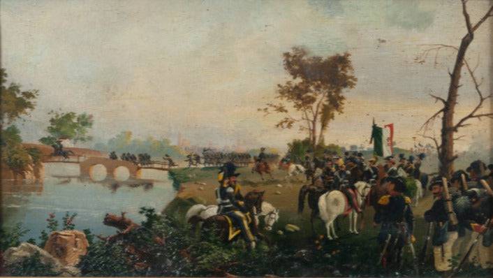 Vittorio Emanuele II of Savoy on horseback observes the troops - Michele Cammarano