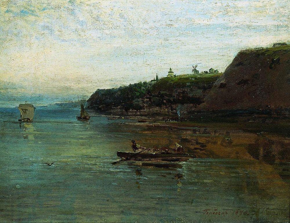 Volga near Gorodets by Aleksey Savrasov — hand-painted landscape oil painting reproduction on canvas
