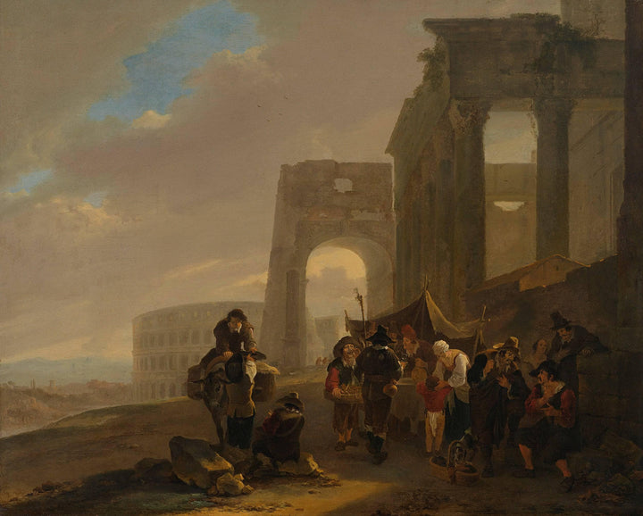 Volksscène Tussen Romeinse Ruïnes by Jan Dirksz Both — hand-painted architectural oil painting reproduction on canvas