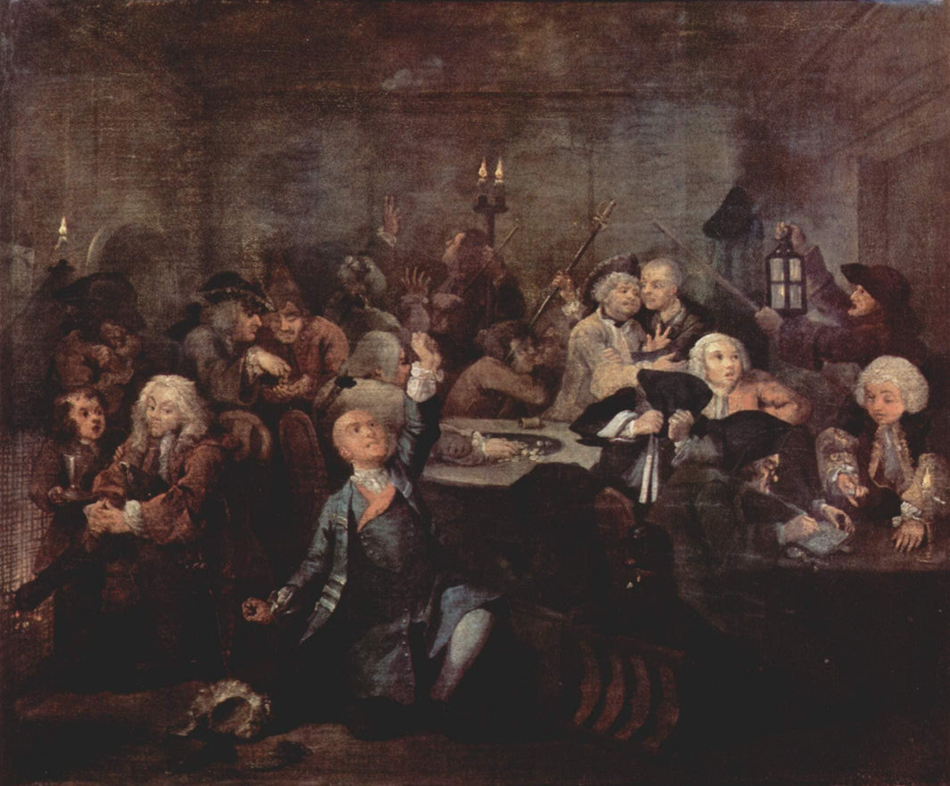 Rake's Progress' The Gaming House by William Hogarth — hand-painted landscape oil painting reproduction on canvas