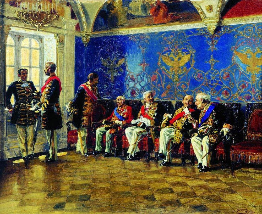 Waiting for an Audience by Vladimir Makovsky — hand-painted architectural oil painting reproduction on canvas