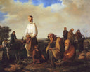 Wake in the Village Cemetery by Alexei Korzukhin — group oil painting wall art, Realism