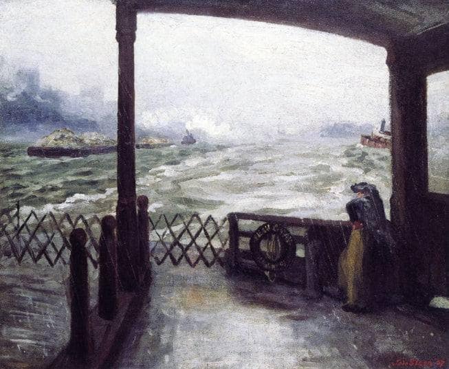 Wake of the Ferry by John French Sloan — hand-painted landscape oil painting reproduction on canvas