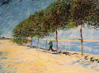 Walk Along the Banks of the Seine Near Asnieres by Vincent van Gogh — hand-painted botanical oil painting reproduction on canvas