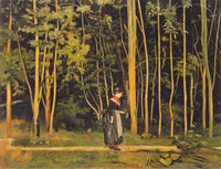 Walking at the forest edge