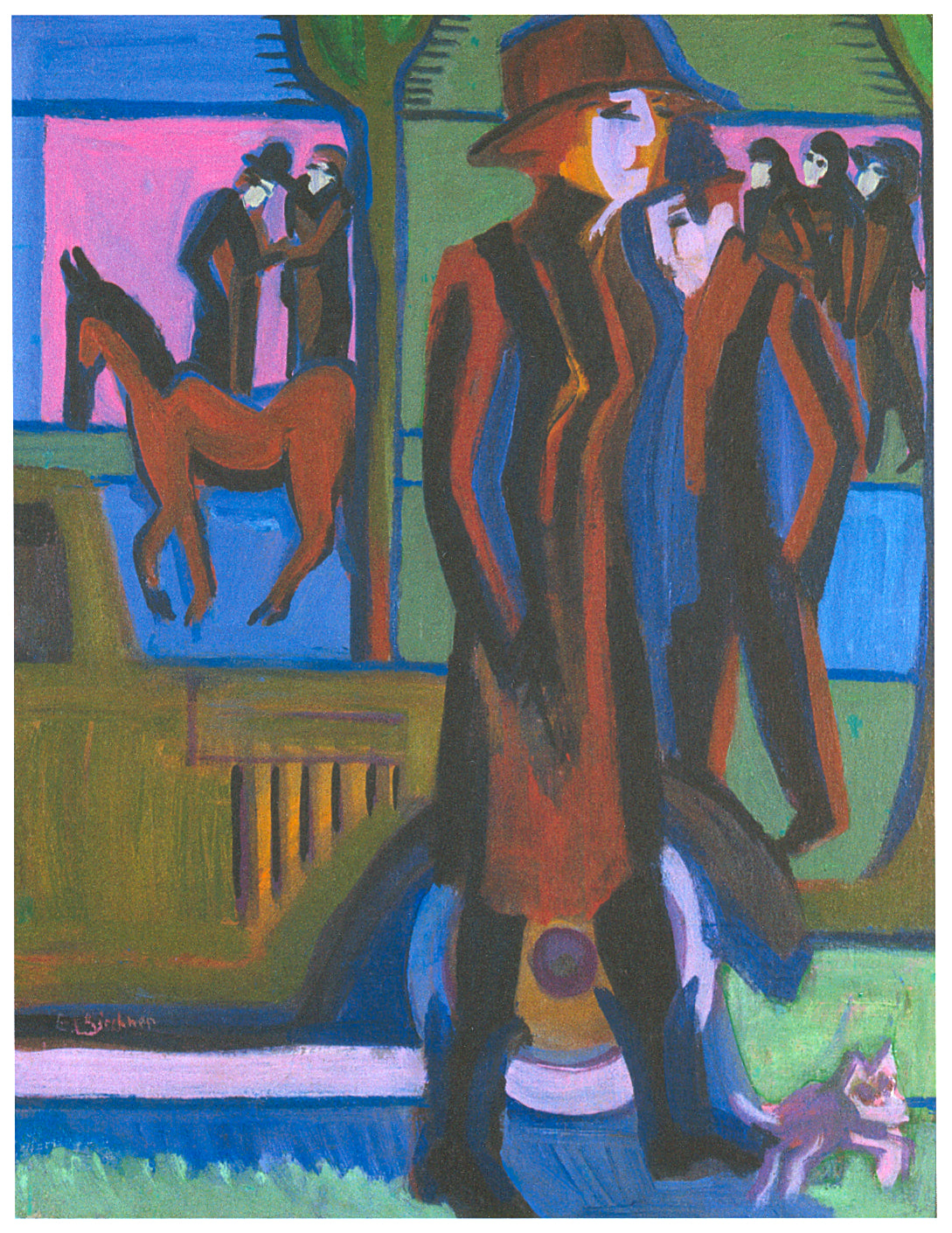 Walking Woman with Dog - Ernst Ludwig Kirchner