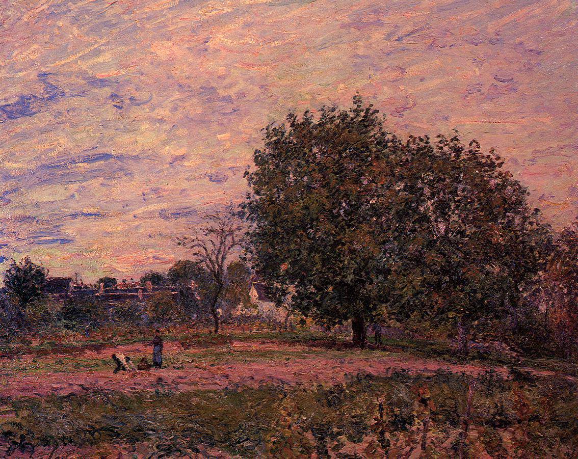 Walnut Trees, Sunset Early Days of October - Alfred Sisley