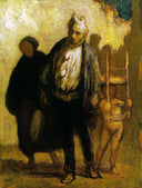 Wandering Saltimbanques by Honore Daumier — hand-painted animal oil painting reproduction on canvas