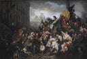 Episode of the September Days 1830 (on the Grand Place of Brussels) by Gustaf Wappers — group oil painting wall art, Romanticism