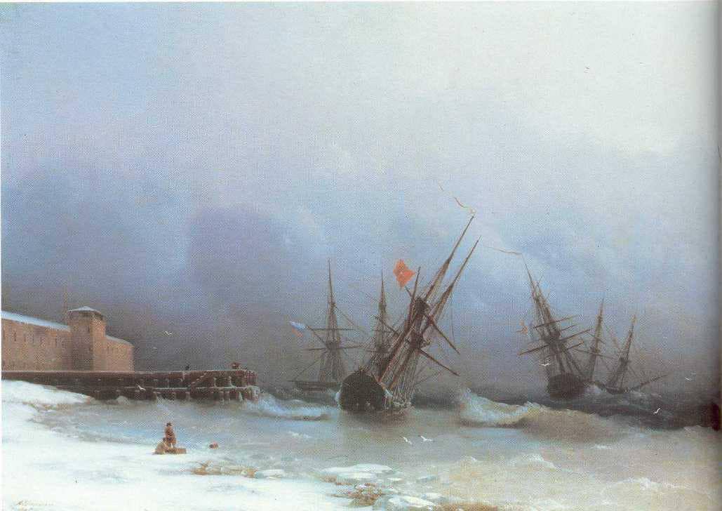 Warning of storm by Ivan Aivazovsky — hand-painted landscape oil painting reproduction on canvas
