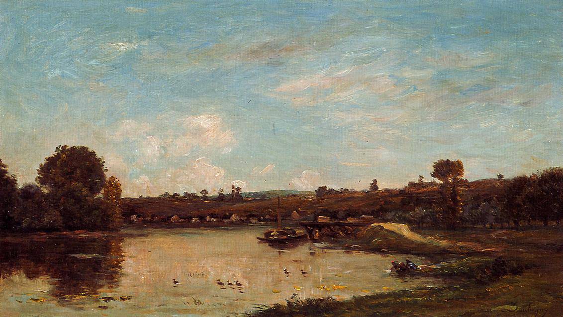 Washerwoman near Valdomdois - Charles-Francois Daubigny