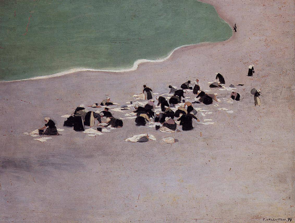 Washerwomen at Etretat (Women Drying Laundry on the Beach) - Felix Vallotton