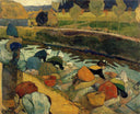 Washerwomen at Roubine du Roi by Paul Gauguin — river oil painting wall art, Post Impressionism
