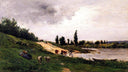 Washerwomen on the Riverbank by Charles-Francois Daubigny — seascapes oil painting wall art, Realism