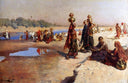 Water Carriers Of The Ganges by Edwin Lord Weeks — seascapes oil painting wall art, Orientalism