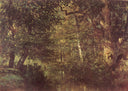 Watercourse in the woods by Constant Troyon — seascapes oil painting wall art, Realism