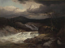 Waterfall by Andreas Achenbach — hand-painted eco oil painting reproduction on canvas