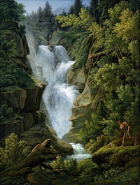 Waterfall in the Bern Highlands by Joseph Anton Koch — hand-painted eco oil painting reproduction on canvas