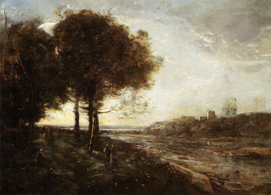 Waterfall on the Romagnes by Camille Corot — hand-painted botanical oil painting reproduction on canvas