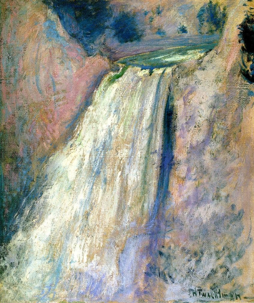 Waterfall, Yellowstone by John Henry Twachtman — hand-painted landscape oil painting reproduction on canvas